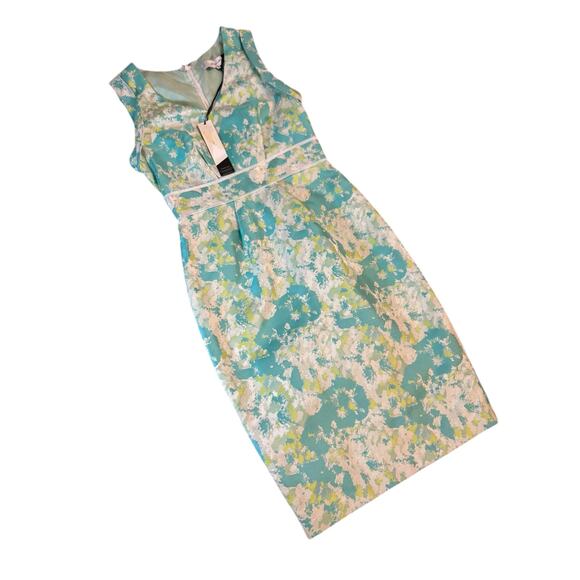 NWT Roksanda Ilincic Aqua Floral Sheath Dress - Size 8 - Picture 11 of 16